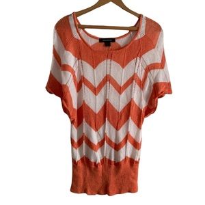 Ashley Stewart Orange White Zigzag pattern blouse Size 14/16